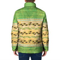 Hawaii Humuhumu Fish Maile Pikake Lei Padded Jacket Tribal Tapa Green Version