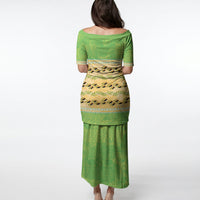 Hawaii Humuhumu Fish Maile Pikake Lei Puletasi Tribal Tapa Green Version