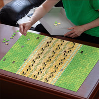 Hawaii Humuhumu Fish Maile Pikake Lei Puzzle Tribal Tapa Green Version