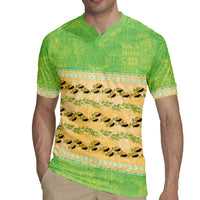 Hawaii Humuhumu Fish Maile Pikake Lei Rugby Jersey Tribal Tapa Green Version