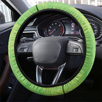 Hawaii Humuhumu Fish Maile Pikake Lei Steering Wheel Cover Tribal Tapa Green Version