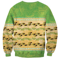 Hawaii Humuhumu Fish Maile Pikake Lei Sweatshirt Tribal Tapa Green Version