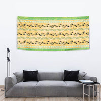 Hawaii Humuhumu Fish Maile Pikake Lei Tapestry Tribal Tapa Green Version