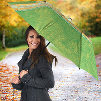 Hawaii Humuhumu Fish Maile Pikake Lei Umbrella Tribal Tapa Green Version