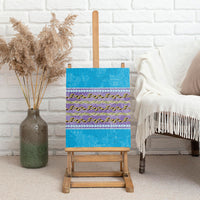 Hawaii Humuhumu Fish Maile Pikake Lei Canvas Wall Art Tribal Tapa Blue Version