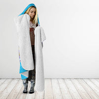Hawaii Humuhumu Fish Maile Pikake Lei Hooded Blanket Tribal Tapa Blue Version