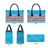 Hawaii Humuhumu Fish Maile Pikake Lei Leather Bag Tribal Tapa Blue Version