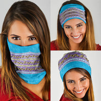 Hawaii Humuhumu Fish Maile Pikake Lei Neck Gaiter Tribal Tapa Blue Version
