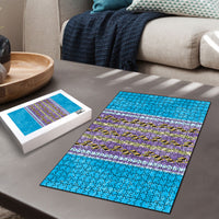Hawaii Humuhumu Fish Maile Pikake Lei Puzzle Tribal Tapa Blue Version