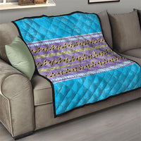 Hawaii Humuhumu Fish Maile Pikake Lei Quilt Tribal Tapa Blue Version