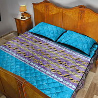 Hawaii Humuhumu Fish Maile Pikake Lei Quilt Bed Set Tribal Tapa Blue Version