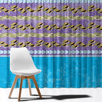 Hawaii Humuhumu Fish Maile Pikake Lei Window Curtain Tribal Tapa Blue Version
