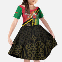 Happy Vanuatu Constitution Day Family Matching Off Shoulder Maxi Dress and Hawaiian Shirt Flag Style With Sand Drawing Pattern LT05 Daughter's Dress Red - Polynesian Pride