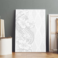 Tokelau White Sunday Canvas Wall Art Elegant Hibiscus Polynesian Tribal Pattern
