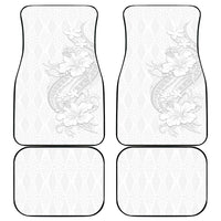 Tokelau White Sunday Car Mats Elegant Hibiscus Polynesian Tribal Pattern