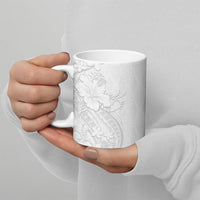 Tokelau White Sunday Ceramic Mug Elegant Hibiscus Polynesian Tribal Pattern