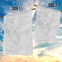 Tokelau White Sunday Garden Flag Elegant Hibiscus Polynesian Tribal Pattern