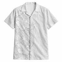 Tokelau White Sunday Hawaiian Shirt Elegant Hibiscus Polynesian Tribal Pattern