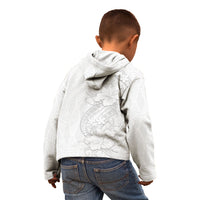 Tokelau White Sunday Kid Hoodie Elegant Hibiscus Polynesian Tribal Pattern