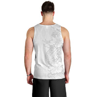Tokelau White Sunday Men Tank Top Elegant Hibiscus Polynesian Tribal Pattern
