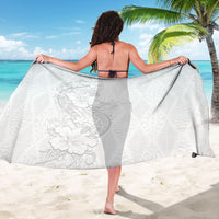 Tokelau White Sunday Sarong Elegant Hibiscus Polynesian Tribal Pattern