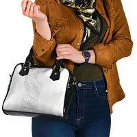 Tokelau White Sunday Shoulder Handbag Elegant Hibiscus Polynesian Tribal Pattern