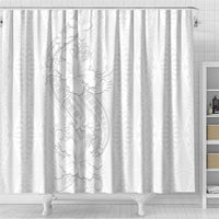 Tokelau White Sunday Shower Curtain Elegant Hibiscus Polynesian Tribal Pattern