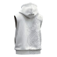 Tokelau White Sunday Sleeveless Hoodie Elegant Hibiscus Polynesian Tribal Pattern