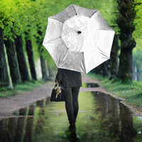 Tokelau White Sunday Umbrella Elegant Hibiscus Polynesian Tribal Pattern