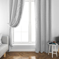 Tokelau White Sunday Window Curtain Elegant Hibiscus Polynesian Tribal Pattern