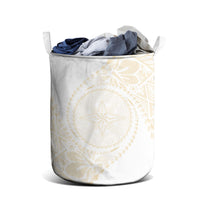 Tonga White Sunday Laundry Basket Lotu Tamaiti Tongan Kupesi Pattern