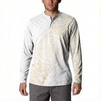 Tonga White Sunday Button Sweatshirt Lotu Tamaiti Tongan Kupesi Pattern