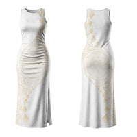 Tonga White Sunday Family Matching Tank Maxi Dress and Hawaiian Shirt Lotu Tamaiti Tongan Kupesi Pattern