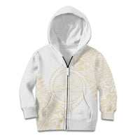 Tonga White Sunday Kid Hoodie Lotu Tamaiti Tongan Kupesi Pattern