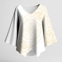 Tonga White Sunday Kimono Sleeve Blouse Lotu Tamaiti Tongan Kupesi Pattern