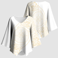 Tonga White Sunday Kimono Sleeve Blouse Lotu Tamaiti Tongan Kupesi Pattern