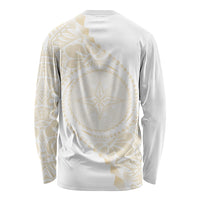 Tonga White Sunday Long Sleeve Shirt Lotu Tamaiti Tongan Kupesi Pattern