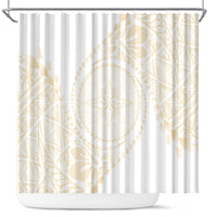 Tonga White Sunday Shower Curtain Lotu Tamaiti Tongan Kupesi Pattern