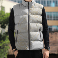 Tonga White Sunday Sleeveless Puffer Jacket Lotu Tamaiti Tongan Kupesi Pattern