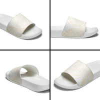 Tonga White Sunday Slide Sandals Lotu Tamaiti Tongan Kupesi Pattern