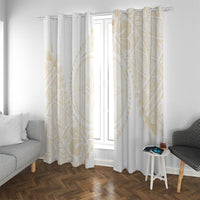 Tonga White Sunday Window Curtain Lotu Tamaiti Tongan Kupesi Pattern