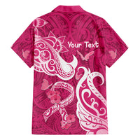 Personalized Breast Cancer Awareness Family Matching Long Sleeve Bodycon Dress and Hawaiian Shirt Ribbon Polynesian Pattern Pink Version LT05 - Polynesian Pride