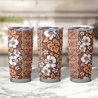 Hawaii Vintage Brown Hibiscus Tapa Pattern Tumbler Cup LT05 - Polynesian Pride
