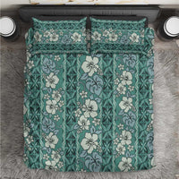 Hawaii Vintage Green Hibiscus Tapa Pattern Bedding Set