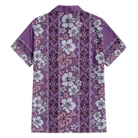 Hawaii Vintage Violet Hibiscus Tapa Pattern Hawaiian Shirt