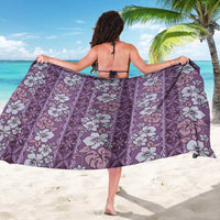 Hawaii Vintage Violet Hibiscus Tapa Pattern Sarong