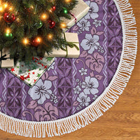 Hawaii Vintage Violet Hibiscus Tapa Pattern Tree Skirt