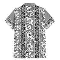 Hawaii Vintage Gray Hibiscus Tapa Pattern Family Matching Mermaid Dress and Hawaiian Shirt