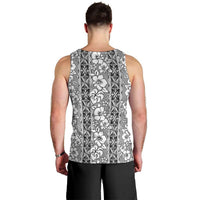 Hawaii Vintage Gray Hibiscus Tapa Pattern Men Tank Top