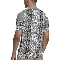 Hawaii Vintage Gray Hibiscus Tapa Pattern Rugby Jersey